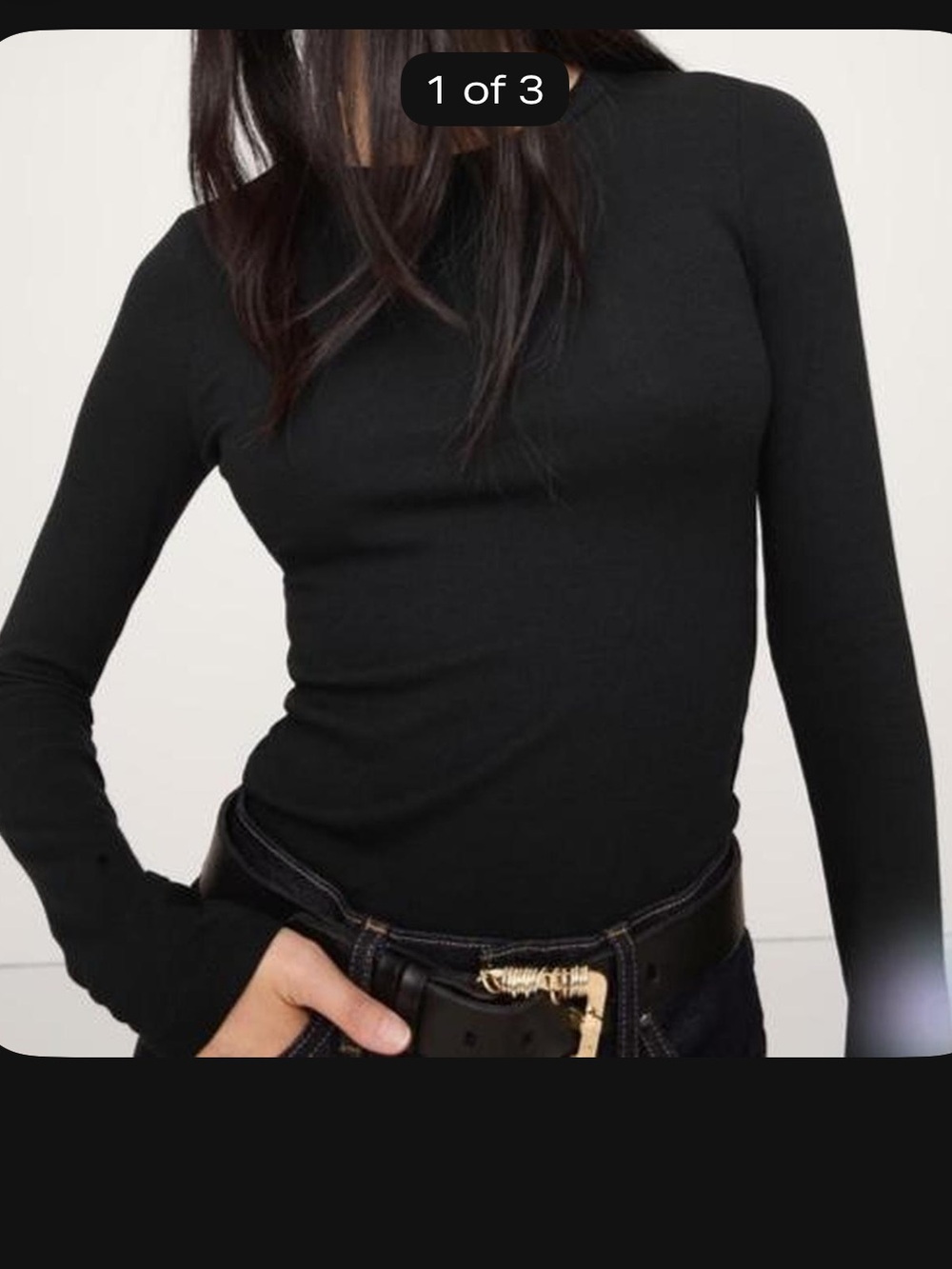 GAP Black Long Sleeve Slim Crewneck Tee